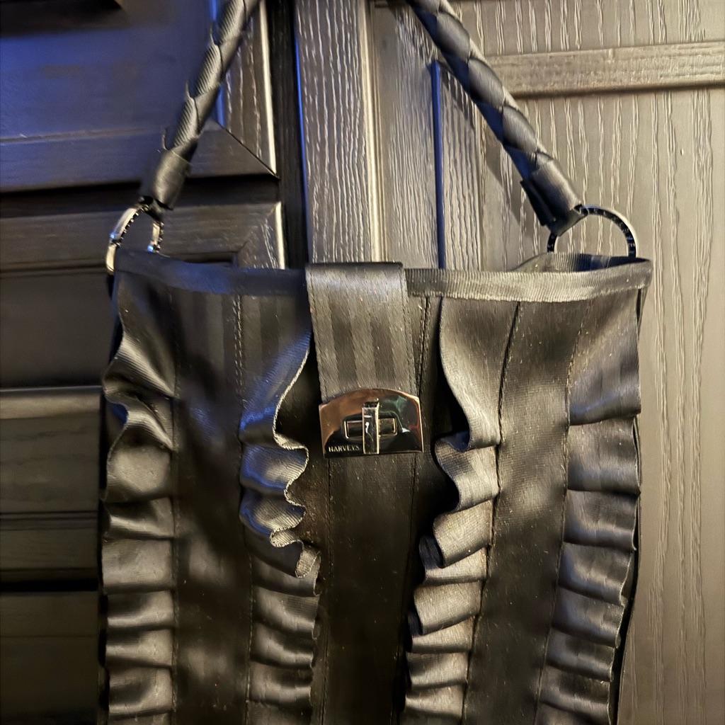 Authentic Harveys Black Seat Belt Textured Interior Bag